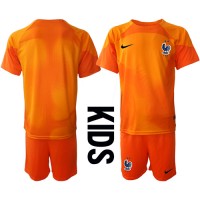 Koszulka piłkarska Francja Bramkarska Strój Domowy dla dzieci MŚ 2022 tanio Krótki Rękaw (+ Krótkie spodenki)